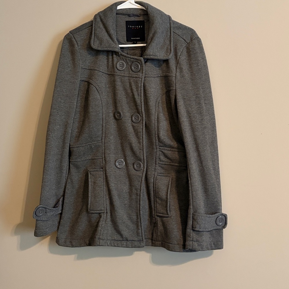 Therapy Women's Charcoal Gray Peacoat with pockets and removable hood